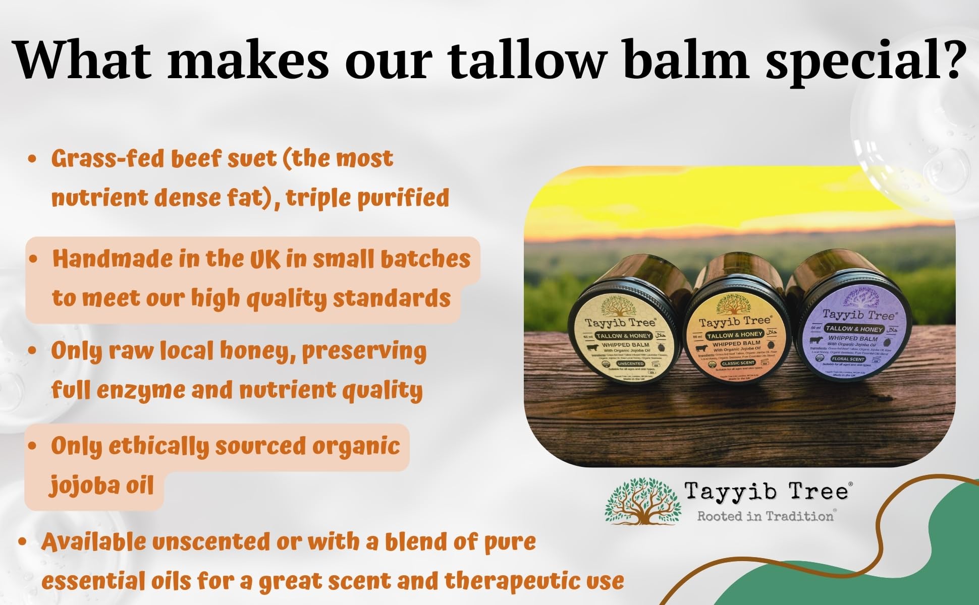 Grass-Fed Tallow & Honey Balm for Acne, Eczema & Dry Skin - 60ml - Perfect for Daily Skincare Routine