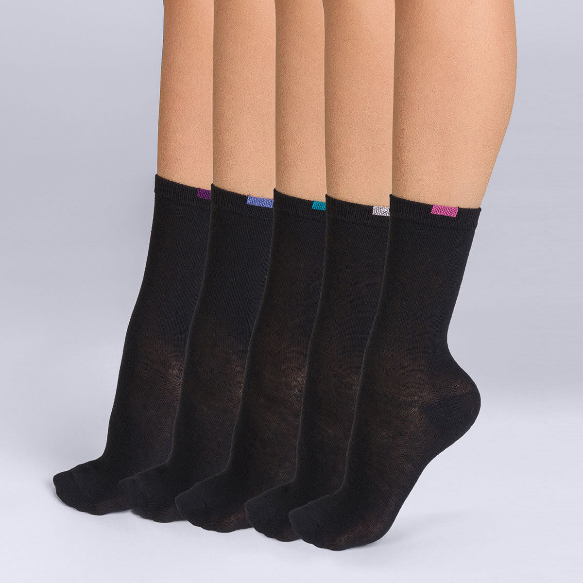 EcoDIM Women's Black Socks 5-Pack - Soft & Breathable for Everyday Comfort - Perfect for Work, Gym & Casual Wear