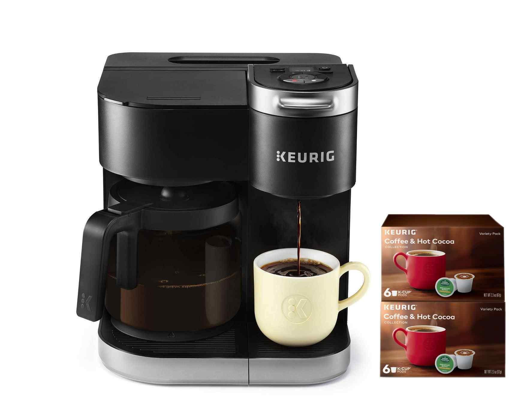 Keurig K-Duo Single Serve & 12-Cup Carafe Coffee Maker - Compatible with K-Cup Pods & Ground Coffee, Black - Perfect for Home, Office & Entertaining