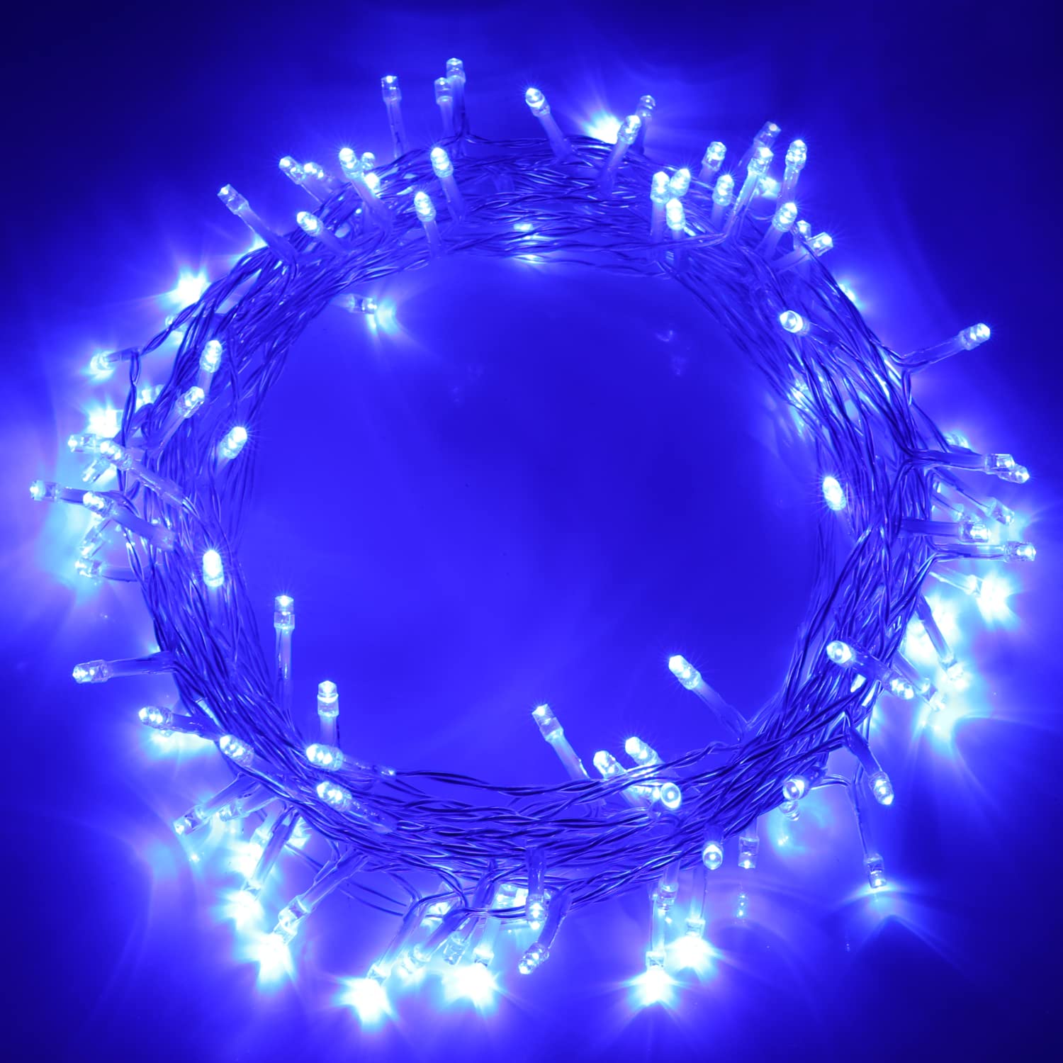LIOPEED 42ft Christmas Lights - 120 LED Battery Operated String Lights with Timer, IP65 Waterproof Outdoor Fairy Lights (8 Lighting Modes) for Bedroom, Garden, Party & Indoor/Outdoor Decor - Perfect for Holiday, Wedding, Patio & Landscape Lighting (Blue)