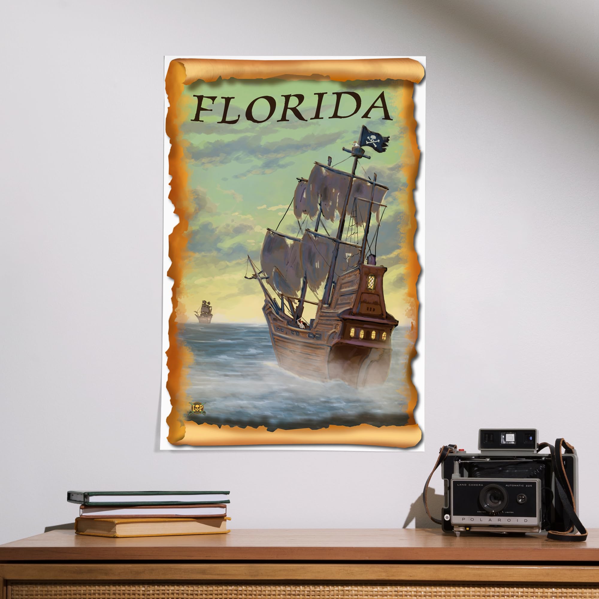 Lantern Press 16x24 Inch Giclee Art Print - Pirate Ship in Florida - Premium Wall Decor for Living Room, Bedroom & Office