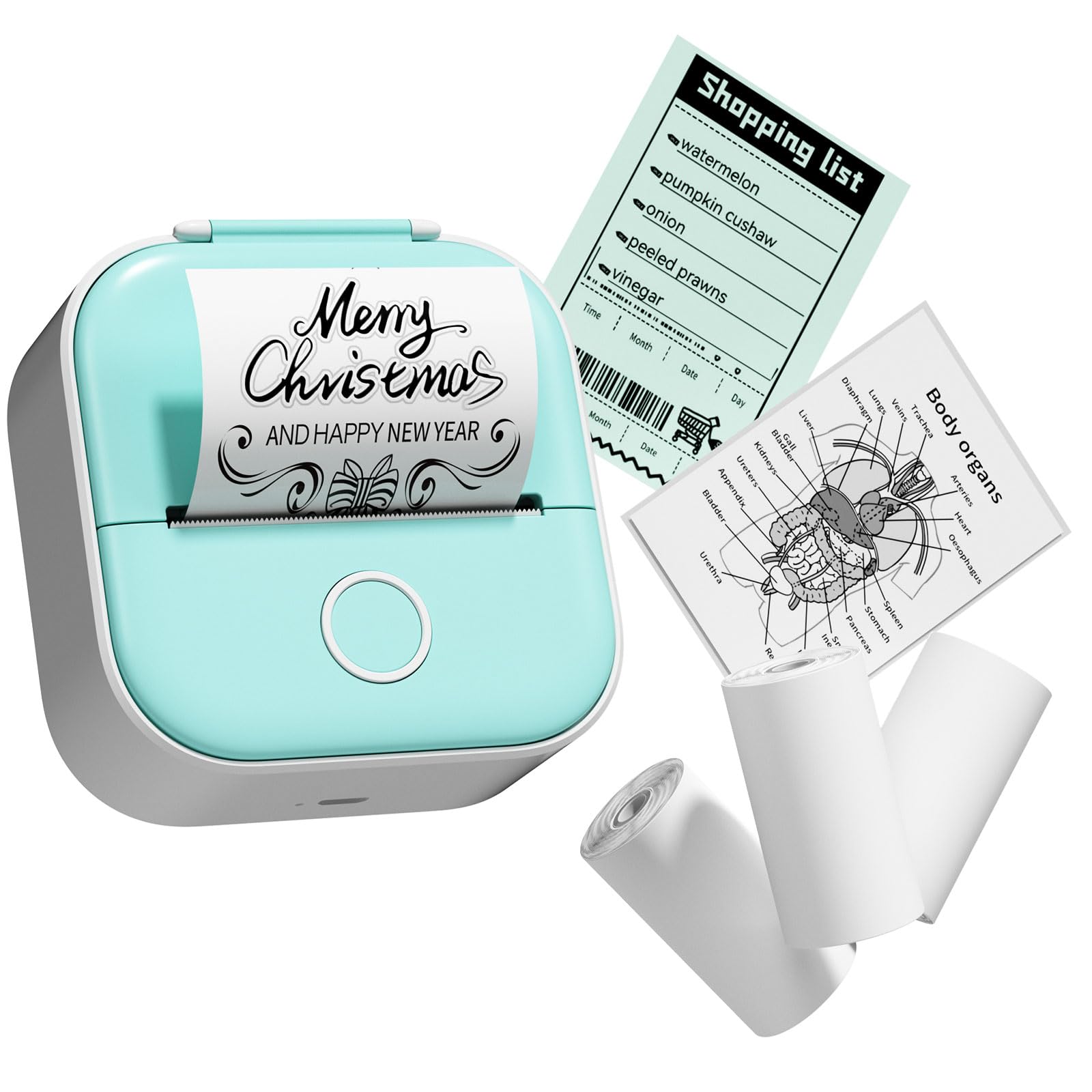 COLORWING T02 Wireless Thermal Sticker Printer with 3 Rolls Sticker Paper - Bluetooth Inkless Label Maker for Scrapbooking, Journaling, Bullet Journal & DIY Crafts - Compatible with Android iOS - Green | Perfect for Home Office, School Projects & Creative Gift Making