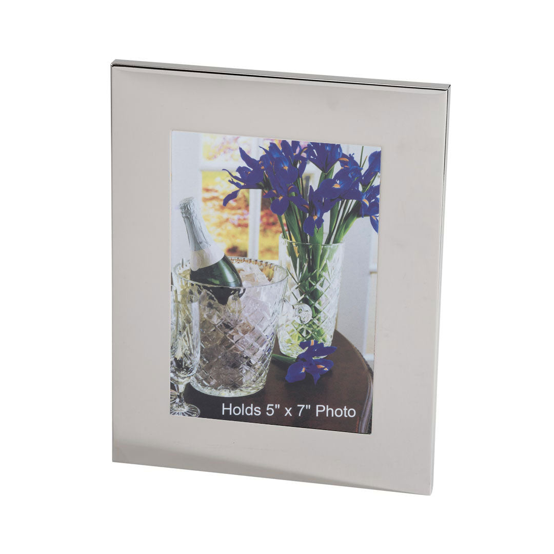Silver Plated Wide Border Picture Frame 5x7 - Elegant Photo Display for Home Decor, Office, Wedding & Gift Giving