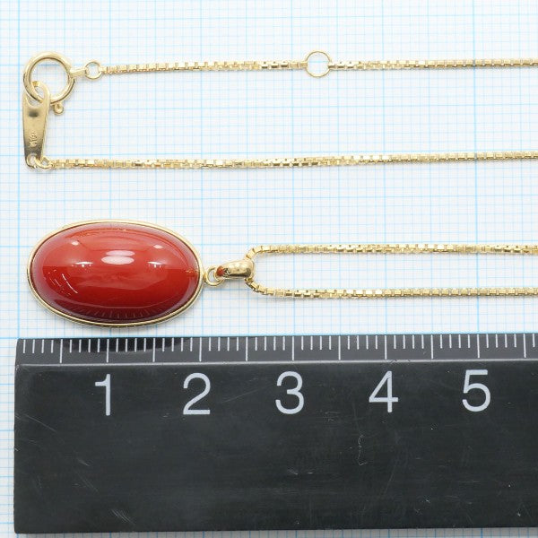 18K Yellow Gold Coral Pendant Necklace 45cm - Elegant Handmade Jewelry for Women, Perfect Gift for Birthday, Anniversary & Special Occasions