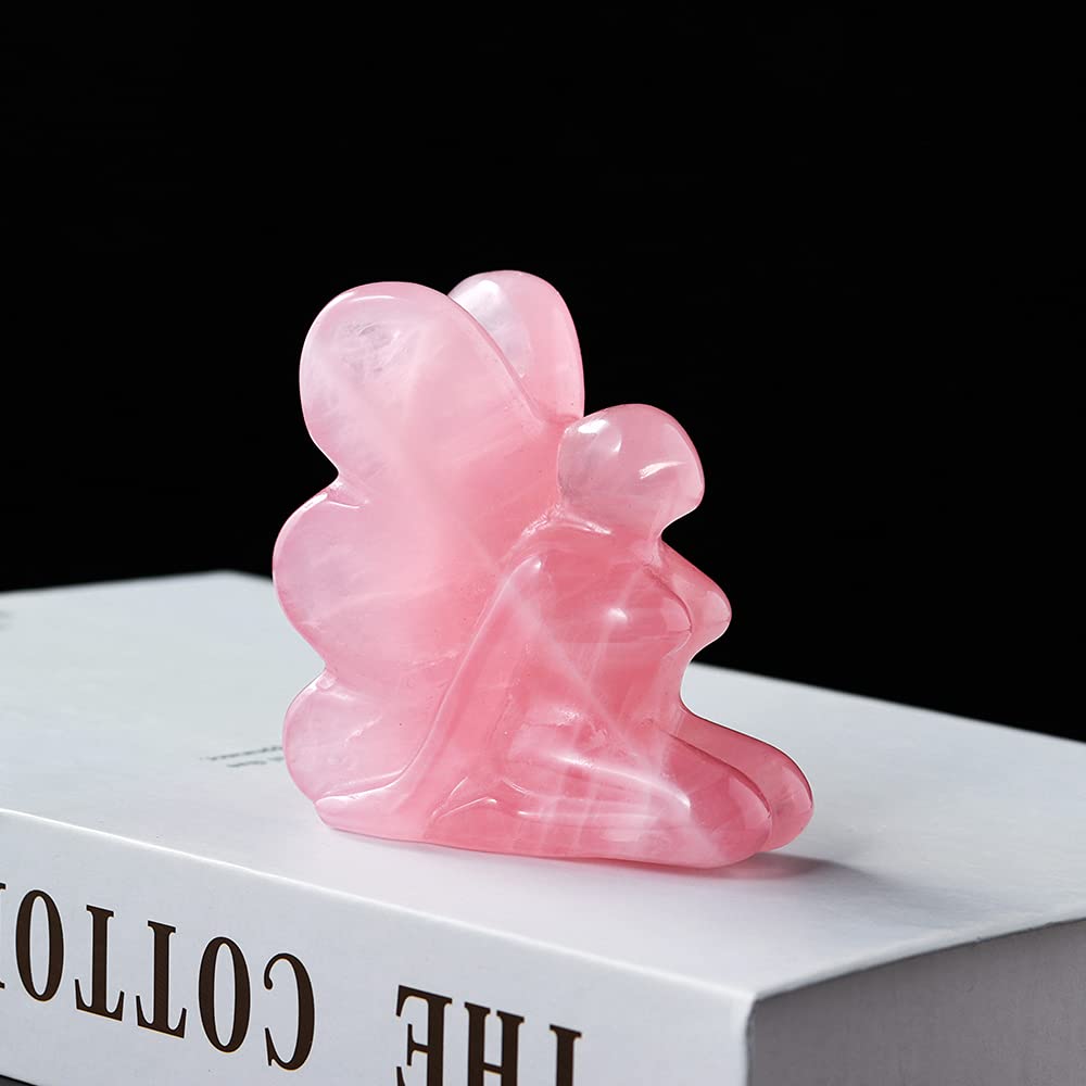Natural Rose Quartz Butterfly Hand Carved Figurine - 2.7