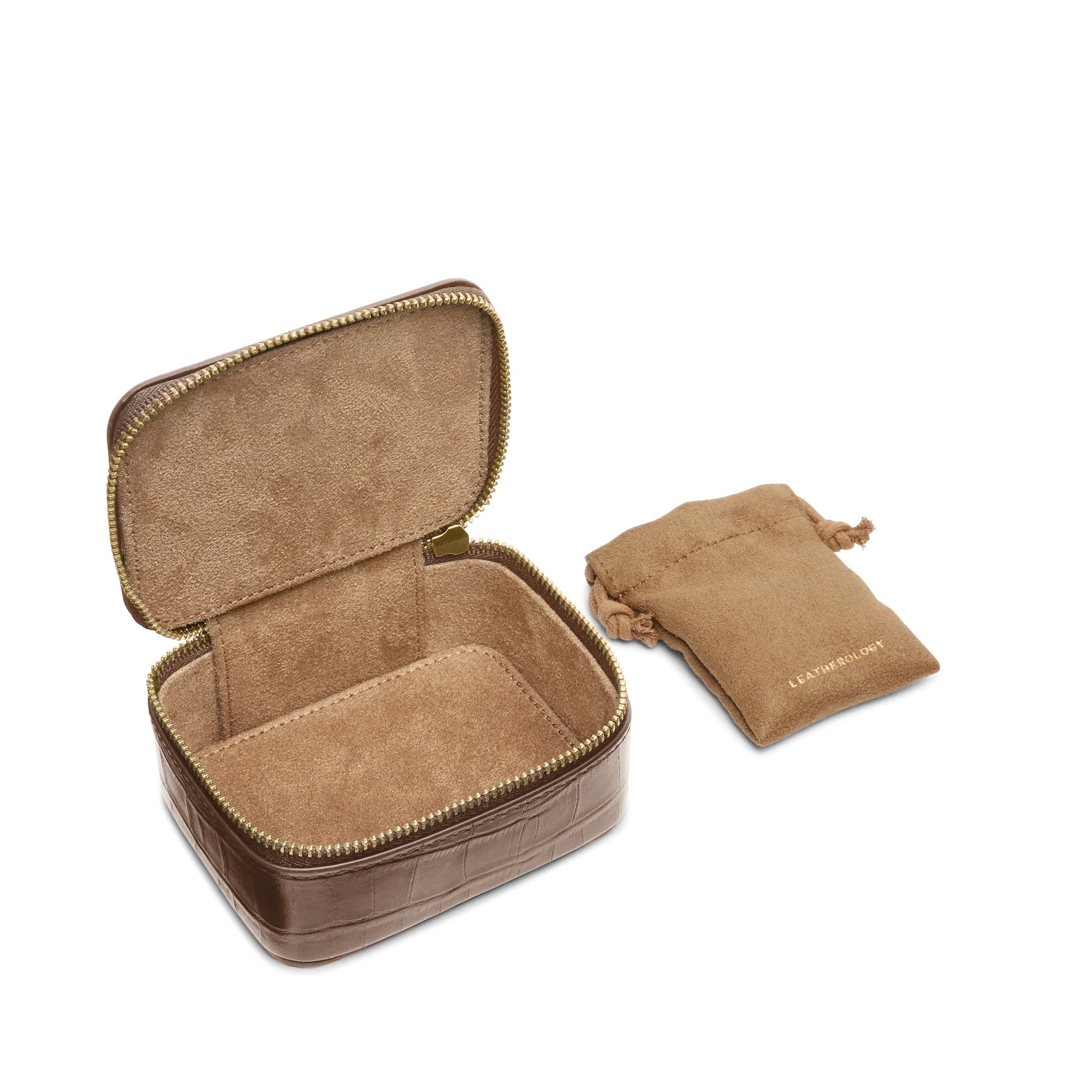 Premium Travel Watch Box - Genuine Cocoa Crocodile Leather Case for Men & Women | Perfect for Business Trips, Vacations & Watch Storage