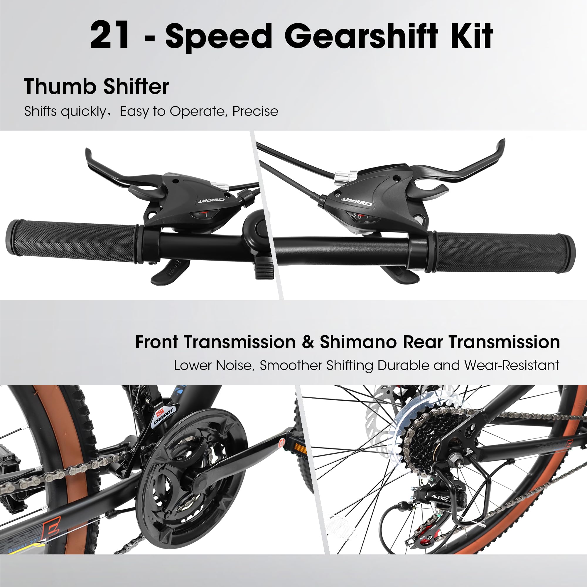**24/26/27.5 Inch Full Suspension Mountain Bike for Men & Women - 21-Speed Aluminum/Steel Frame - Perfect for Commuting, School, Work & Snow Riding - Ideal Birthday & New Year Gift**