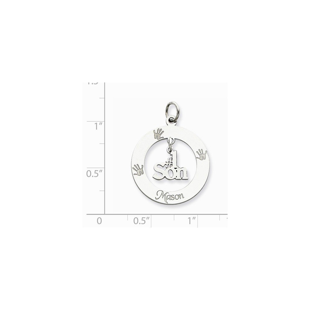 925 Sterling Silver Personalized #1 Son Charm Pendant - 23mm x 21mm for Necklace, Gift for Firstborn Son, Graduation, Birthday & Special Occasions