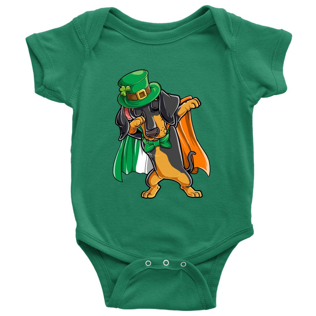 Cute Dabbing Dachshund Leprechaun St. Patrick's Day Baby Bodysuit - Funny Irish Outfit for Infants | Perfect St. Patrick's Day Gift for Babies & Toddlers | Great for Parties, Photos & Holiday Celebrations