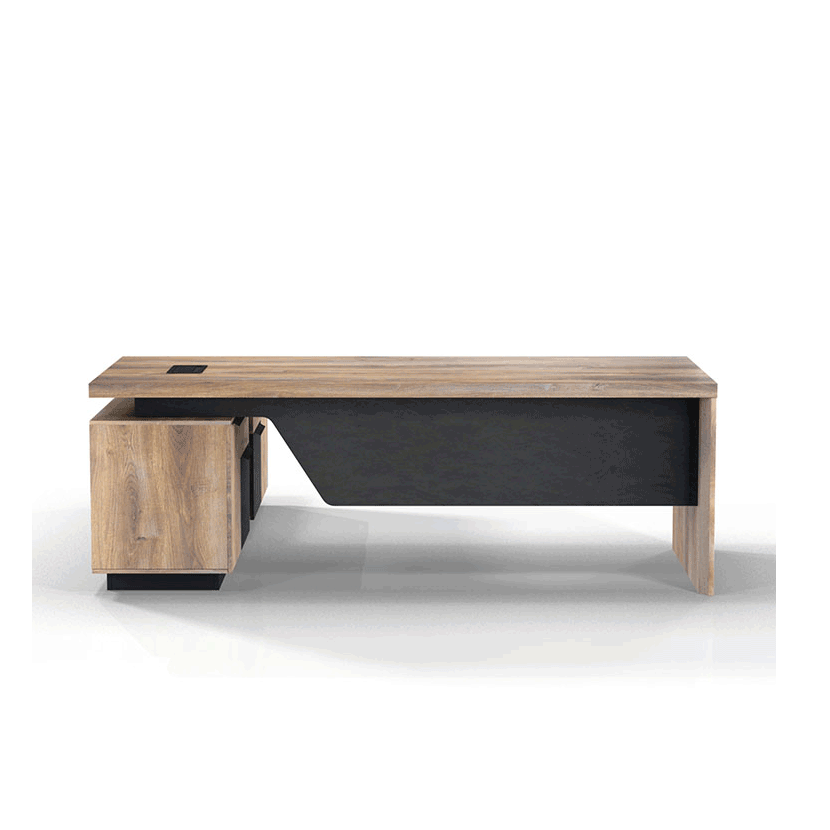 BALDER Executive Desk with Right Return 1.8M-2.0M Warm Oak & Black - Modern Office Furniture for Home & Business Workspaces