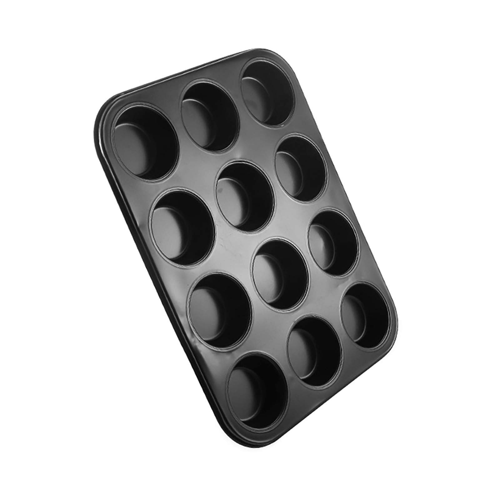 4 Inch Round Small Baking Pan - Non-Dishwasher Safe Carbon Steel Muffin Cupcake Pan (12 Pack) for Baking, Microwave, Wax Melts - Perfect for Cupcakes, Muffins & DIY Candle Making