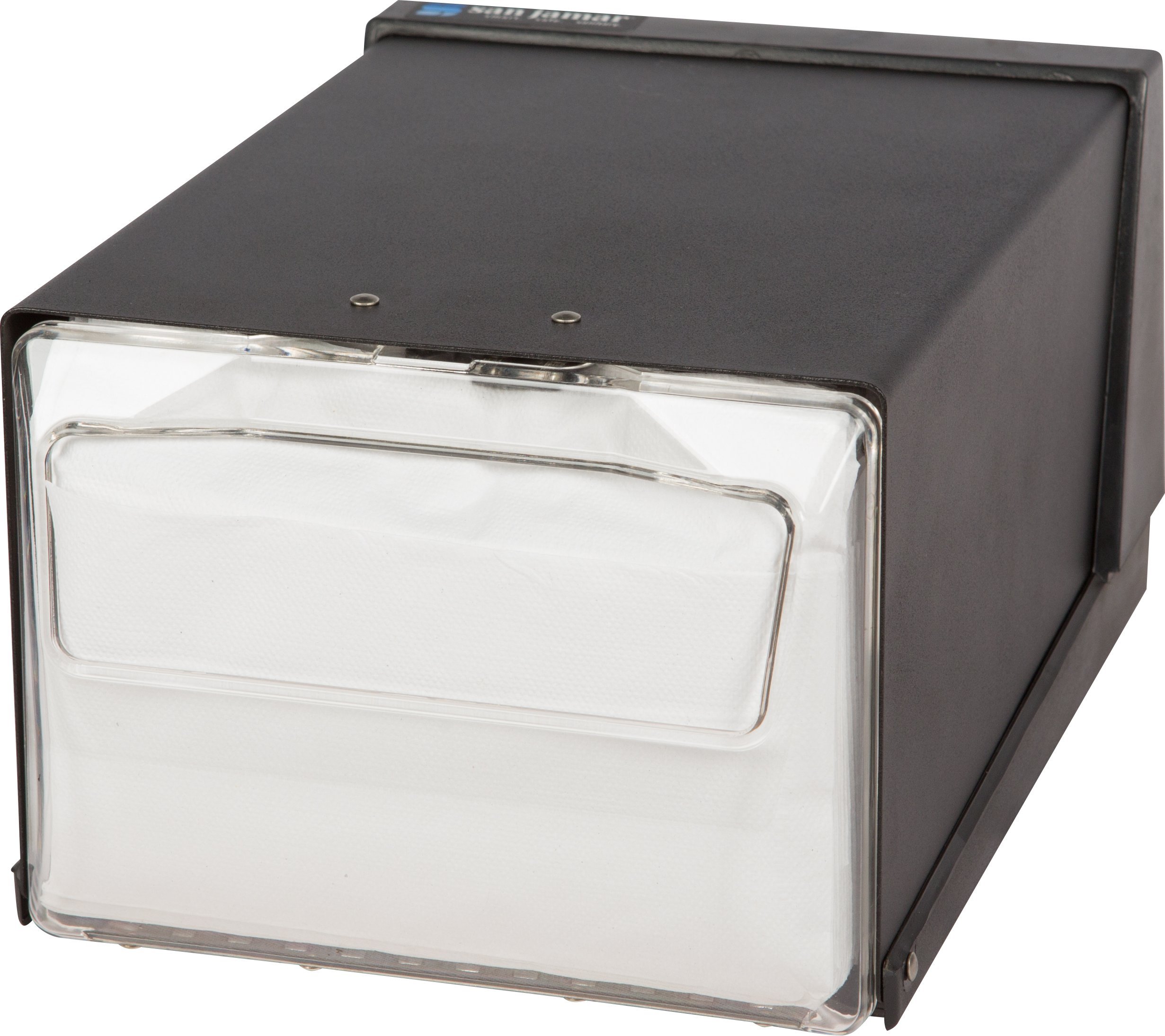 San Jamar H3001 Clear/Black Countertop Fullfold Napkin Dispenser - 300 Napkin Capacity, 7-5/8