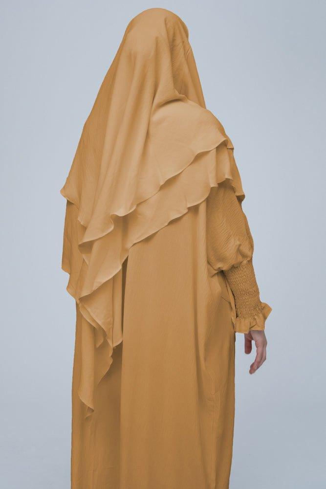 Premium Khaki Prayer Gown for Umrah & Salah - Modest Islamic Prayer Dress for Women, Comfortable & Breathable Fabric for Hajj, Mosque & Home Worship