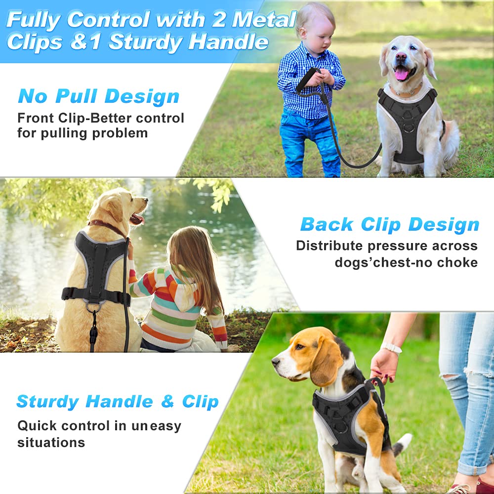 Supet No-Pull Dog Harness with Leash - Adjustable Reflective Pet Vest for Small, Medium & Large Dogs | Heavy Duty Control Handle for Walking, Training & Outdoor Adventures