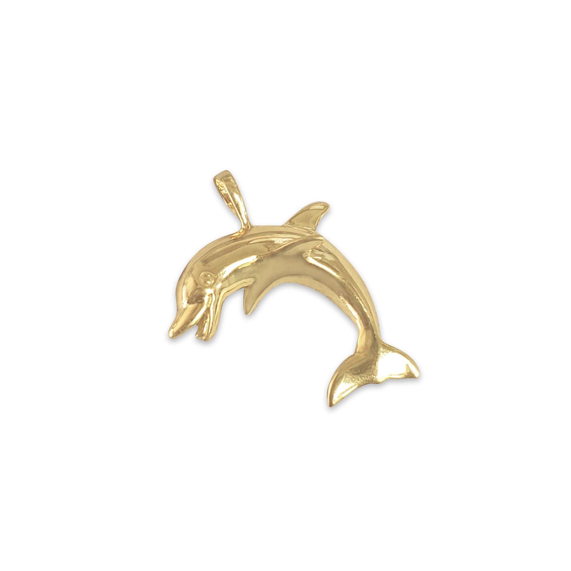 14K Yellow Gold Polished Dolphin Charm Pendant - Elegant Jewelry Gift for Beach Lovers, Ocean-Themed Parties & Summer Fashion Accessories