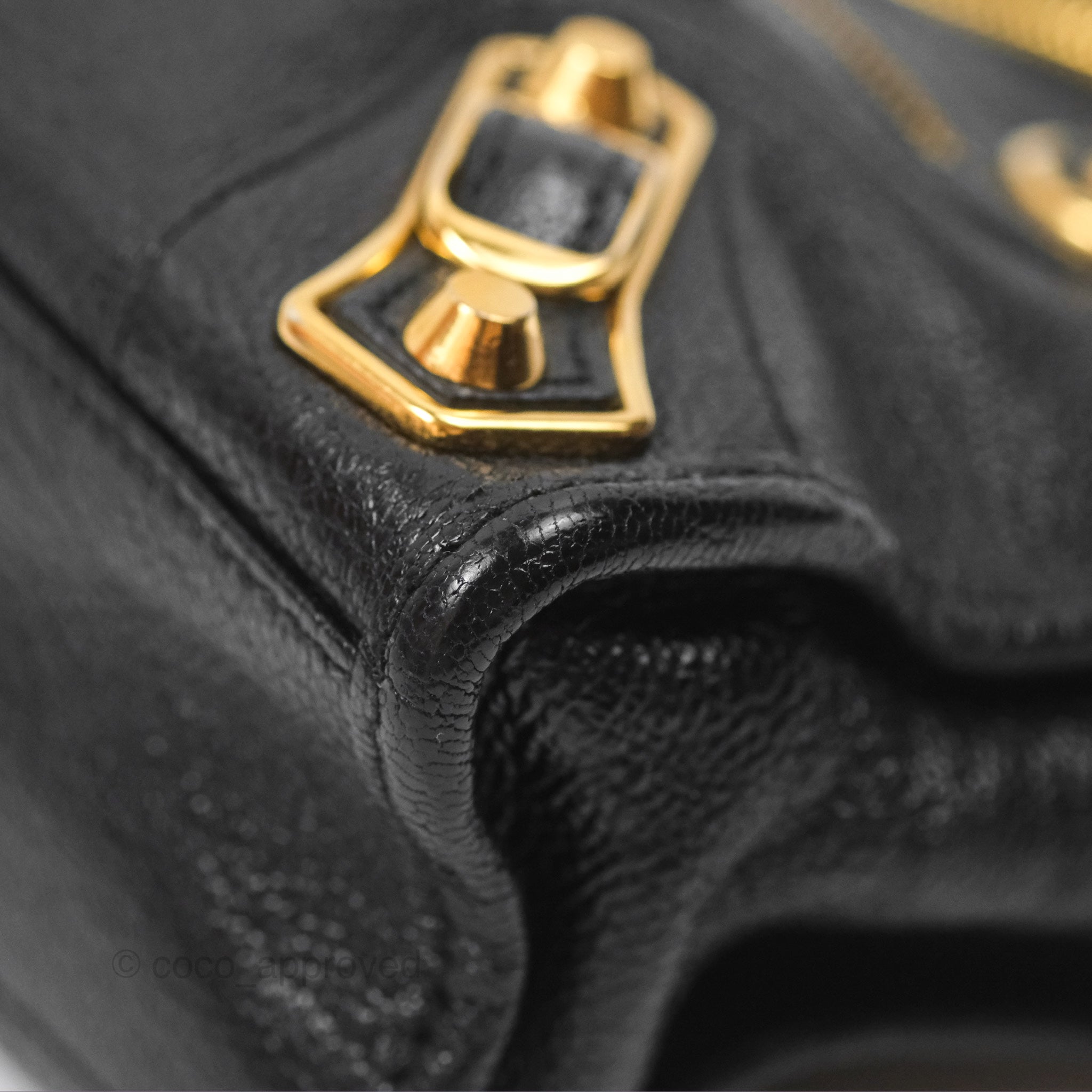 Balenciaga Classic Mini City Bag in Black Grained Calfskin with Gold Hardware - Perfect for Everyday Use, Work & Travel
