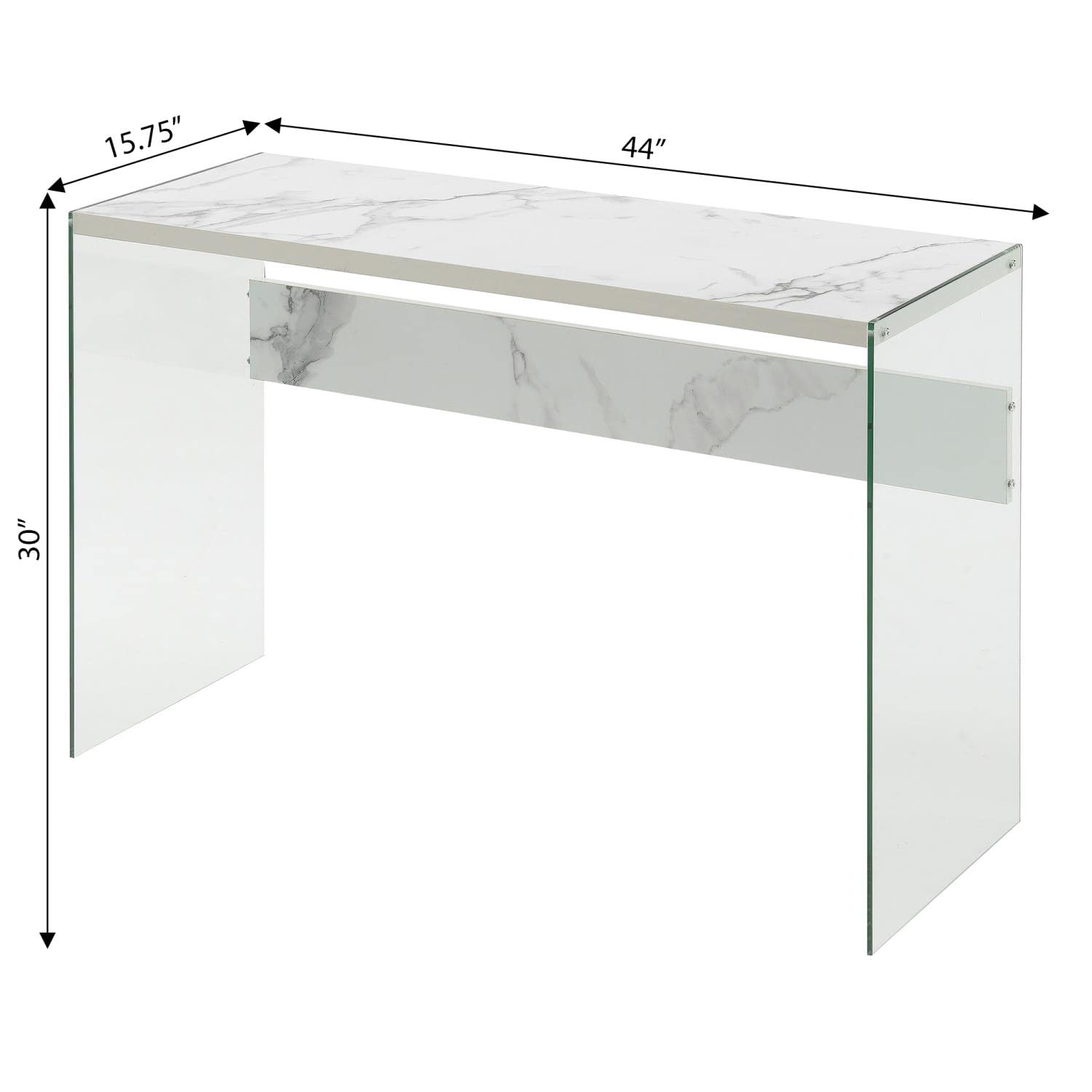Convenience Concepts SoHo Console Table & Desk - Faux White Marble Top, Modern Entryway Furniture for Hallway, Living Room, or Home Office