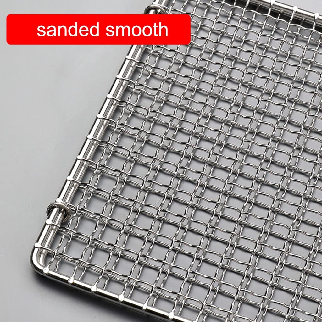 Premium Stainless Steel Grilling Basket with Handle - 28x23cm BBQ Grill Basket for Fish, Vegetables, Steak, Shrimp & Meat | Portable Barbecue Tool for Outdoor Cooking, Camping & Backyard Parties (Silver)
