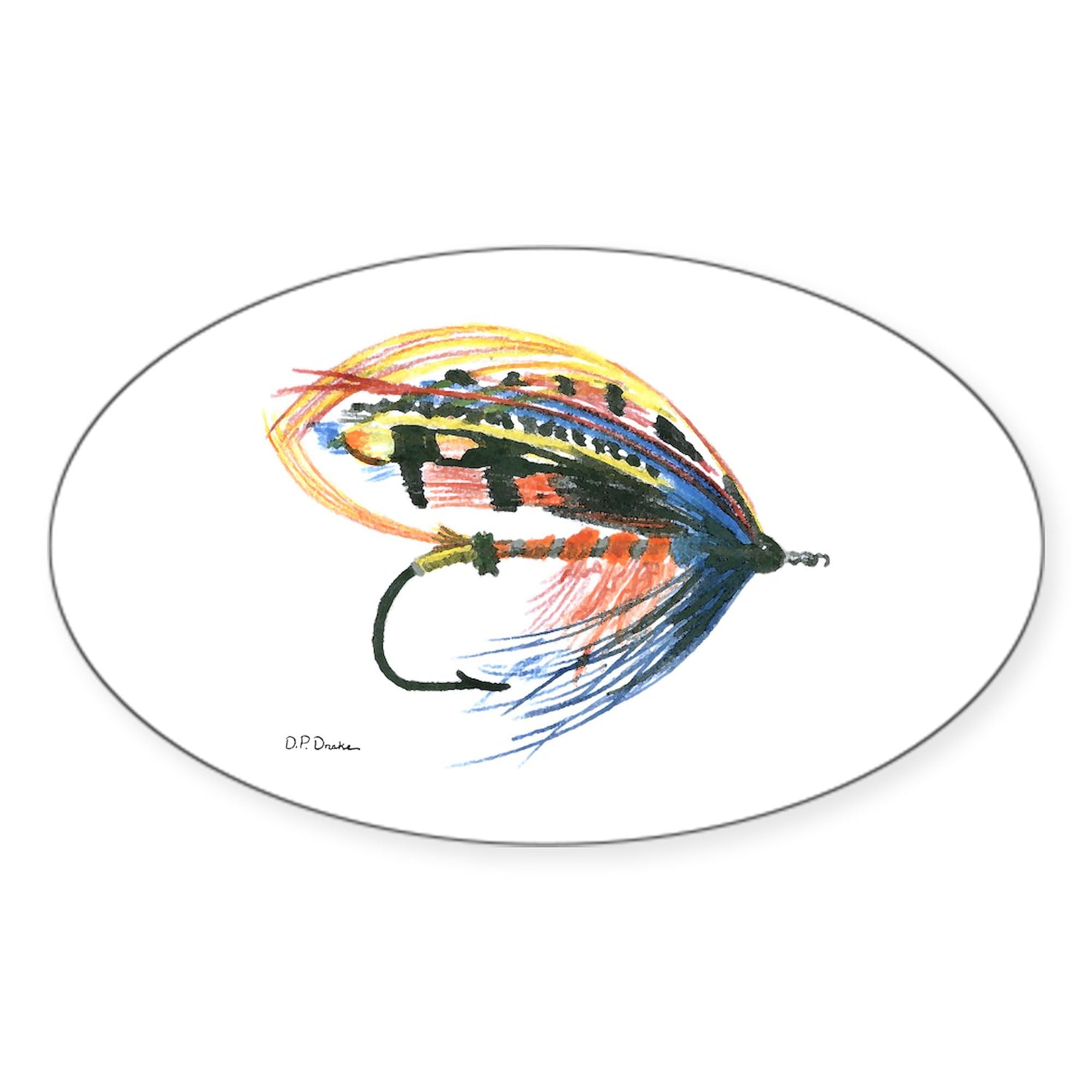 Fishing Lure Art Oval Sticker - Waterproof Vinyl Decal for Cars, Laptops & Coolers - Perfect for Anglers & Fishing Enthusiasts