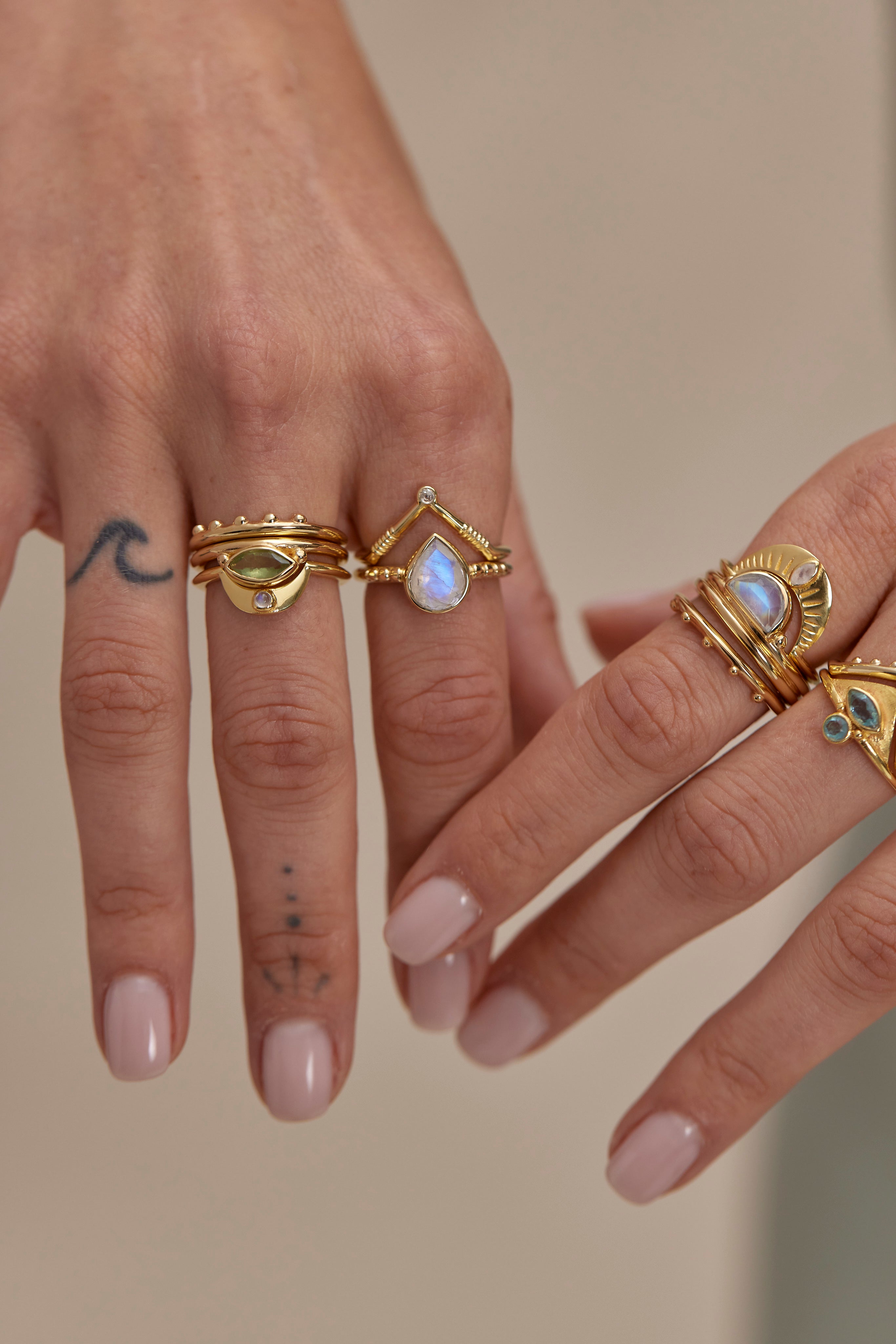 Amie Moonstone Gold Stacker Ring - Elegant Stackable Jewelry for Women | Perfect for Everyday Wear, Layering & Special Occasions