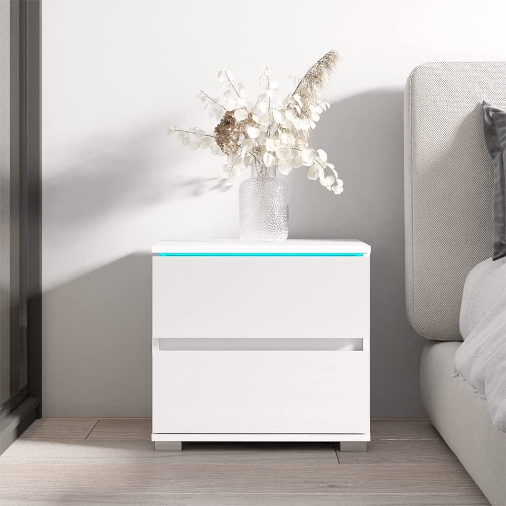 Modern Nightstand with LED Lights - 20