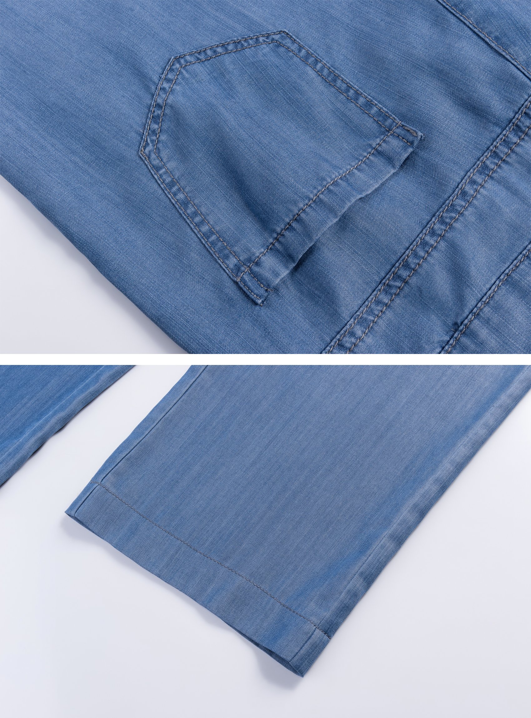 Sunfan Women's High Rise Wide Leg Capri Tencel Jeans - Relaxed Fit Blue Denim Pants for Casual Wear & Summer Outfits
