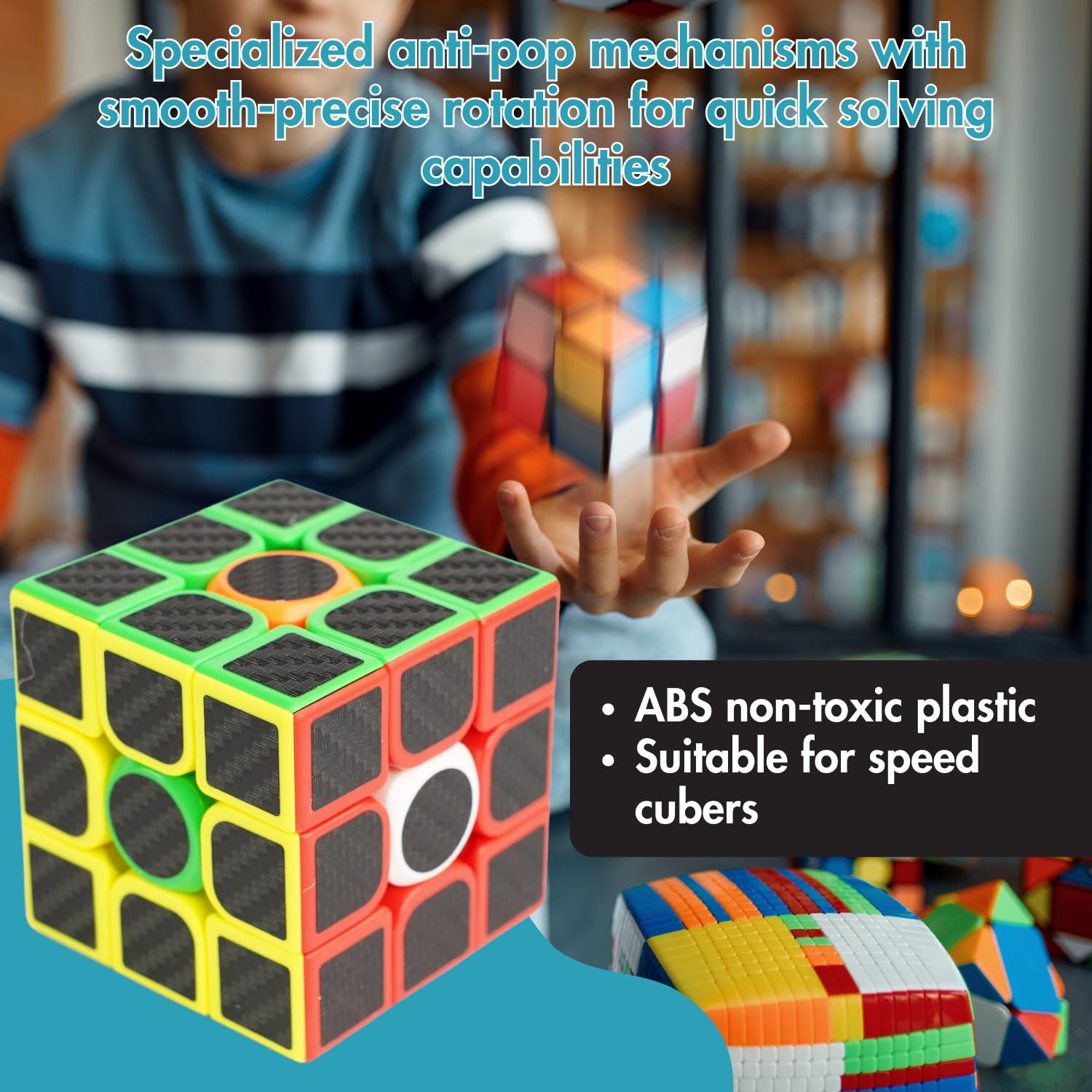 Premium aCADZO Speed Cube 3x3 - Moyu Carbon Fiber Meilong3C with Smooth Turning & Durable Design - Perfect Rubik's Cube for Kids & Adults - Great for Stress Relief, Brain Training & Competition Practice