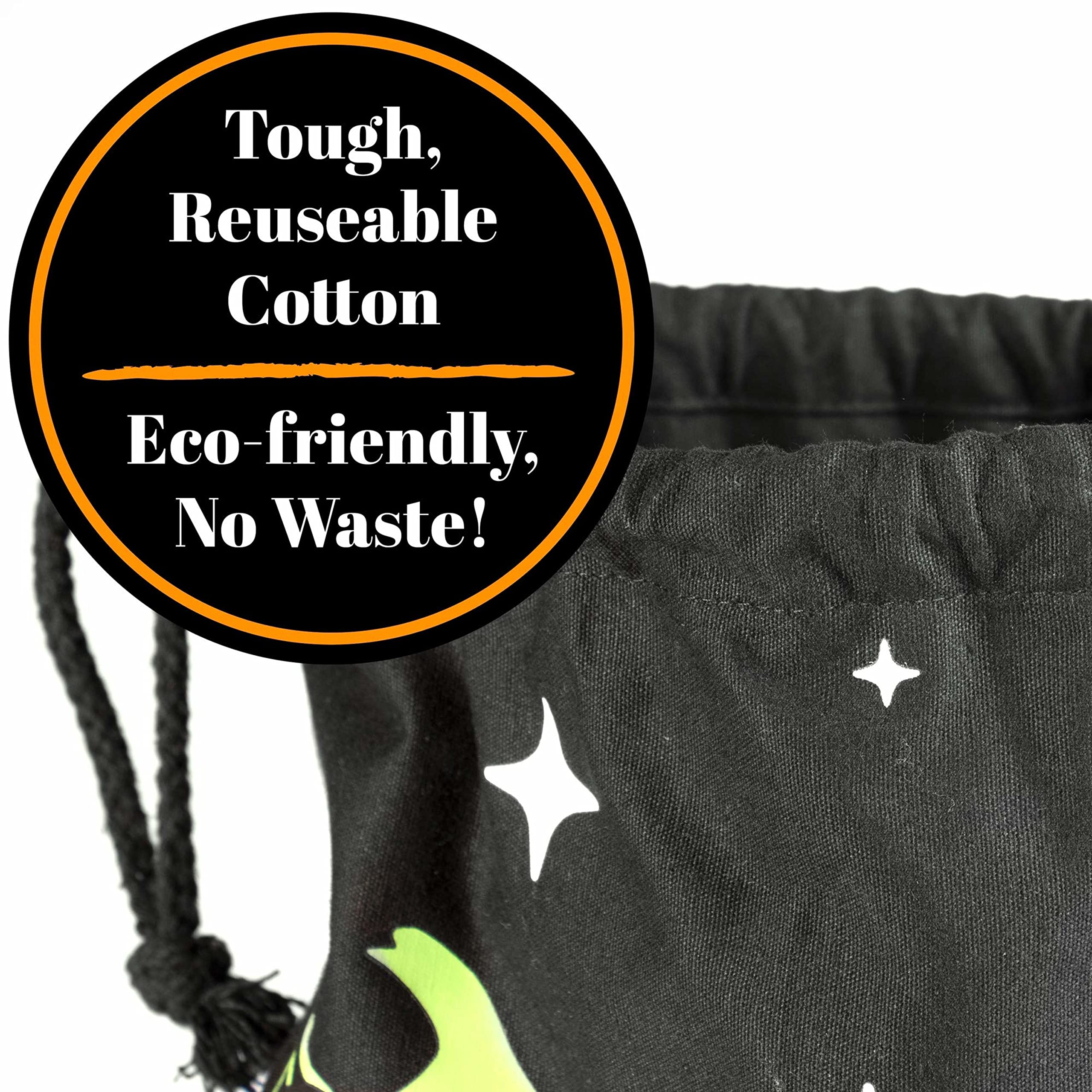 Halloween Trick or Treat Candy Bag - Reusable Washable Canvas Tote with Drawstring for Halloween Candy Collection | Pumpkin Design | Perfect for Trick-or-Treating, Halloween Parties & Candy Storage