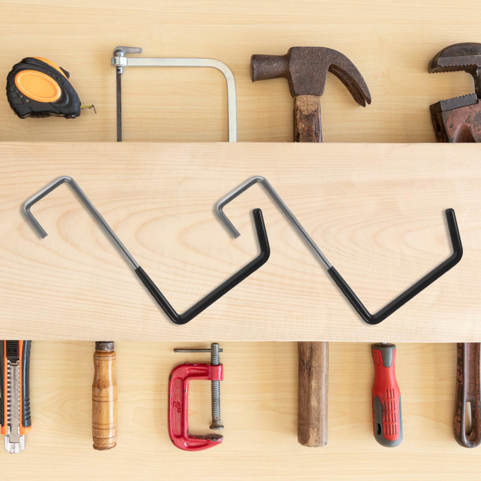 VANZACK 6-Piece Heavy Duty Rafter Hooks - Vinyl Coated Large S Hooks for Ladder, Bike Storage & Organization - Perfect for Garage, Shed & Home Organization