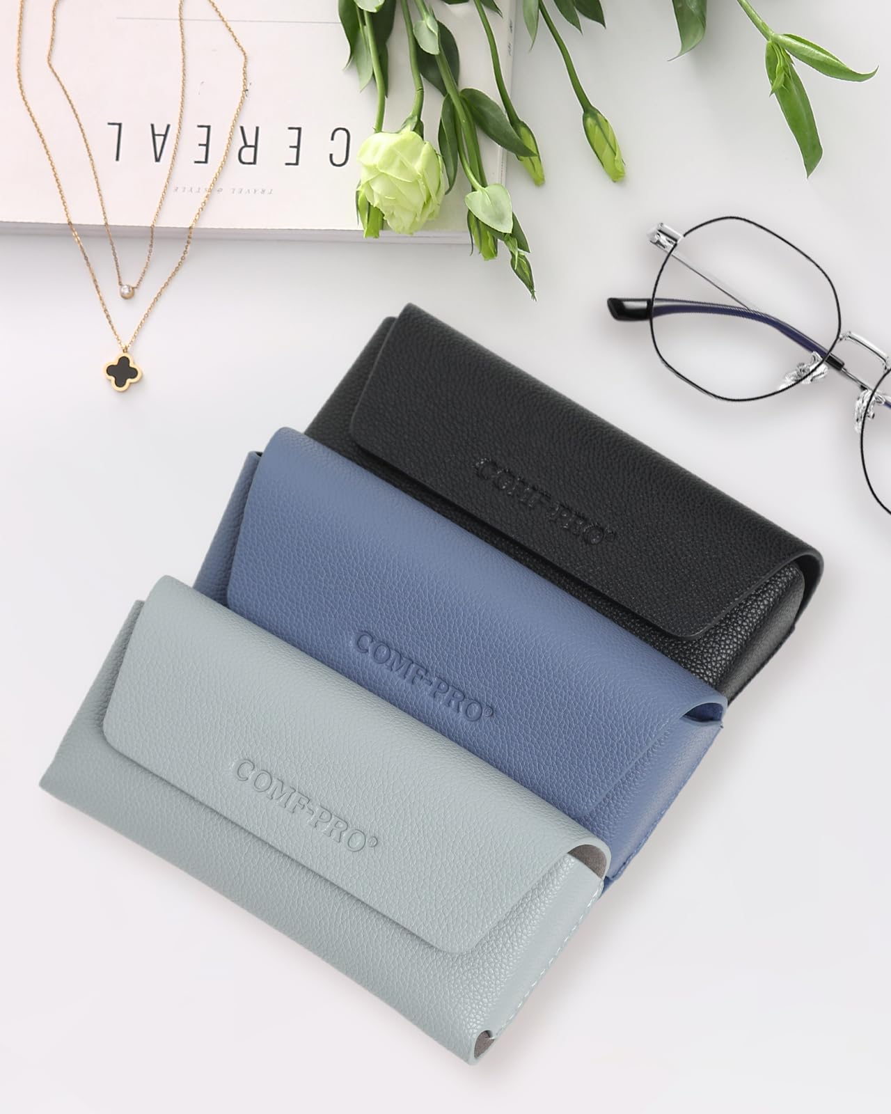 Metal Hard Shell Glasses Case - Lightweight Unisex Eyewear Storage (2 Pack) | Durable Protection for Travel, Study, Work & Everyday Use | Perfect for Glasses, Sunglasses & Reading Glasses