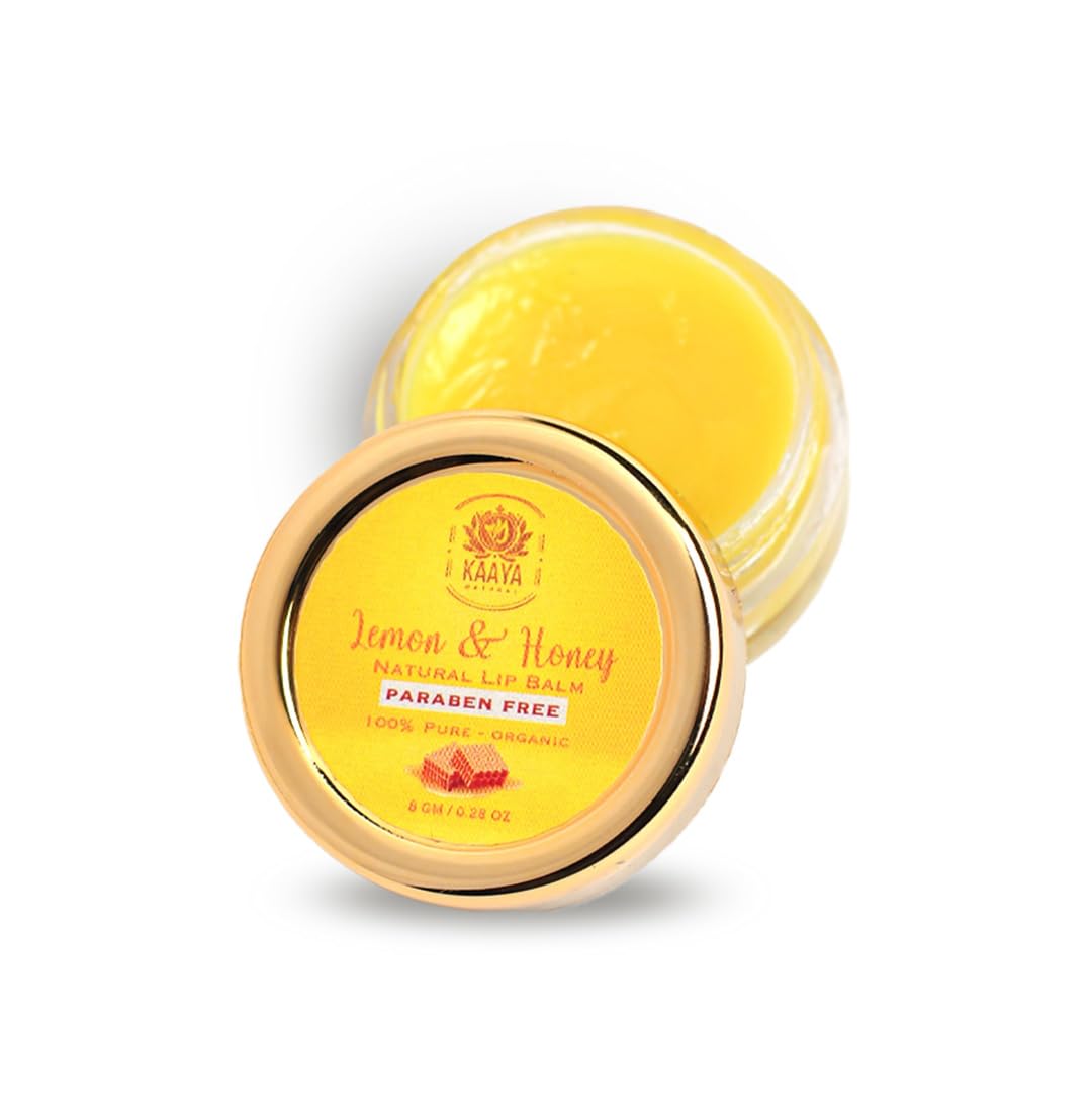 Kaaya Natural Lemon & Honey Lip Balm - 99.9% Organic Moisturizing Treatment for Dark Lips | Hydrating & Nourishing Formula with UV Protection | Heals Chapped Lips | Unisex Lip Care for All Skin Types | Perfect for Daily Use, Outdoor Activities & Winter Lip Care