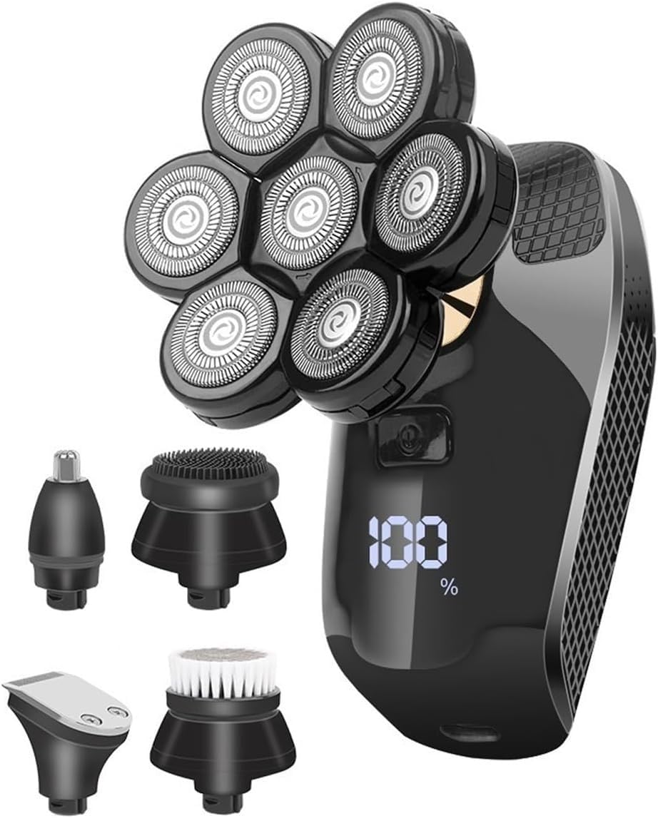 5-in-1 Electric Razor for Men - Powerful Rechargeable Beard Trimmer & Bald Head Shaver with Multiple Attachments - Perfect for Travel, Home Use & Gifts for Husband/Boyfriend