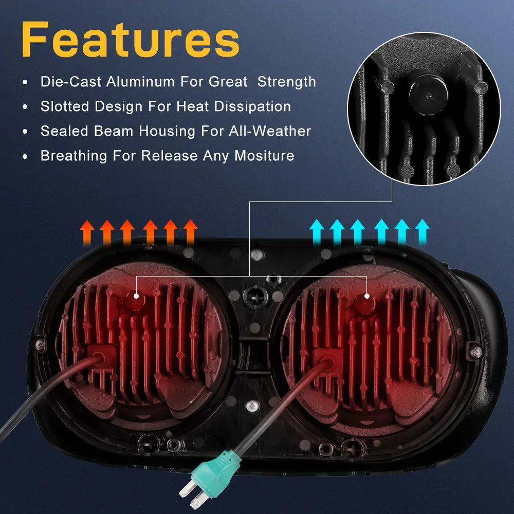 High-Performance Dual LED Headlight for Harley Road Glide 2004-2013 - Brighter & Safter Night Riding - Perfect for Cruising & Long-Distance Motorcycle Tours