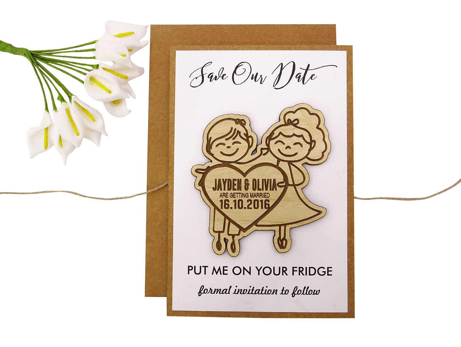 Personalized Rustic Wood Save The Date Magnets - Set of 50 Engraved Wedding Announcement Cards with Envelopes - Perfect for Wedding Invitations, Bridal Showers & Anniversary Celebrations