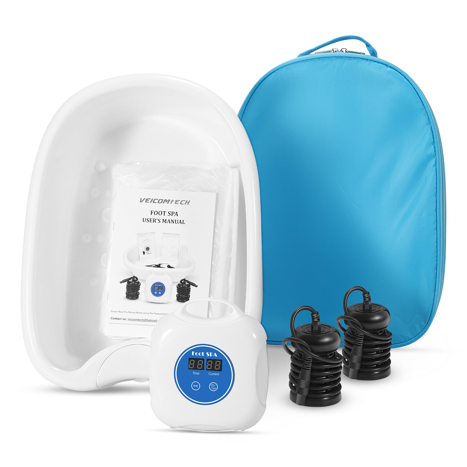 Upgrade Ionic Foot Bath Detox Machine - Professional Ionic Detox Foot Spa with Touch ON/OFF, LCD Display & Timer for Home & Salon Use (Includes 2 Arrays, 100 Liners, 1 Blue Bag) - Perfect for Relaxation, Detoxification & Foot Care Therapy