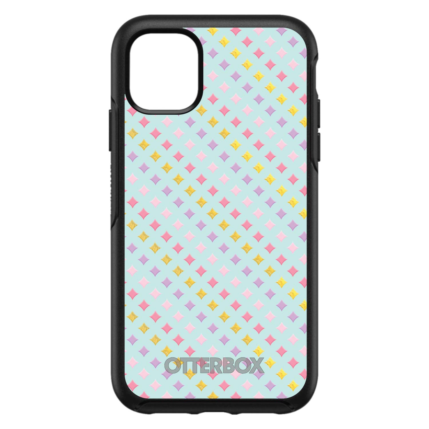 DistinctInk iPhone 13 Pro MAX Case (6.7 Inch) - Shockproof Protective Phone Cover with Pastel Diamond Pattern in Pink Purple Teal - Slim Fit Replacement for OtterBox Symmetry - Perfect for Work, Travel & Everyday Use