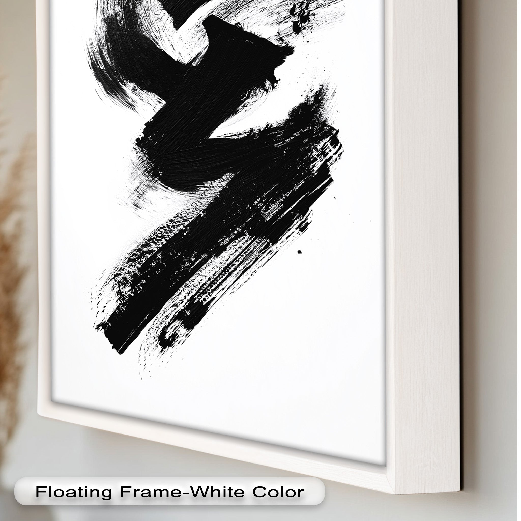 Black Brushstroke Abstract Oil Painting - Modern Wall Art for Living Room, Bedroom & Office Decor