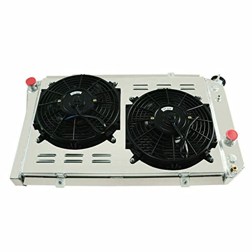 High-Performance 4-Row Aluminum Radiator for 1982-2002 Chevy S10 S-10 Blazer L4 V6 & 1984-1990 Chevy Corvette 5.7L V8 - All Aluminum Construction with Fan Shroud & Relay Kit - Perfect for Engine Upgrades and Off-Road Adventures