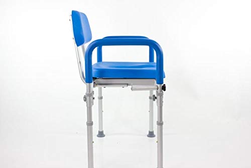 Premium Adjustable Height Shower Chair with Padded Seat & Backrest - Comfortable Raised Toilet Seat for Elderly & Seniors - Includes Commode Pail & Lid - Gray - Ideal for Bathroom Safety & Mobility Assistance