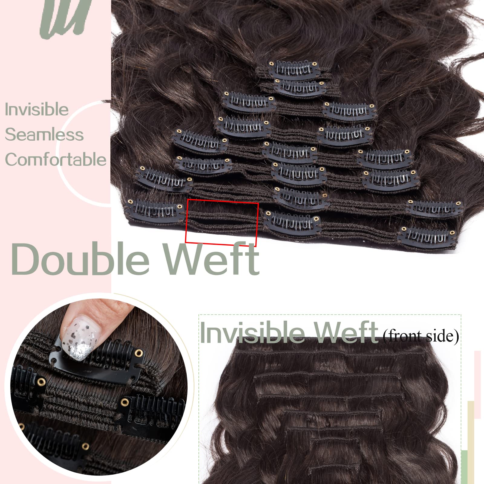 S-noilite 8-Piece Wavy Clip-in Hair Extensions 18