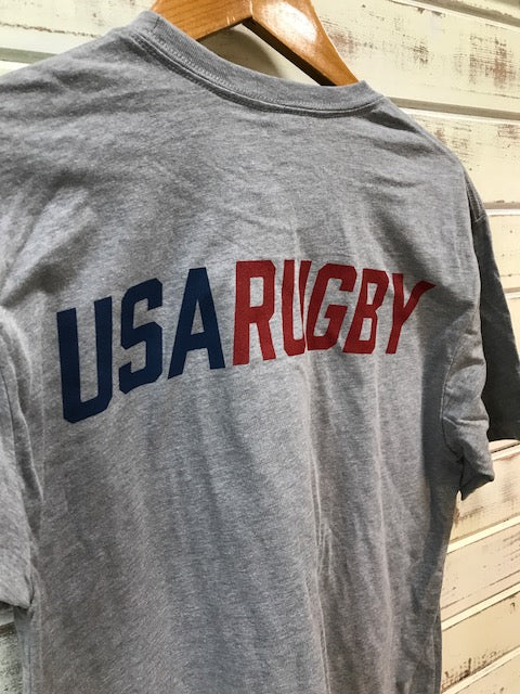 USA Rugby Gray Shield T-Shirt for Men - Comfortable Cotton Jersey for Rugby Fans & Sports Enthusiasts - Perfect for Game Day, Training & Casual Wear