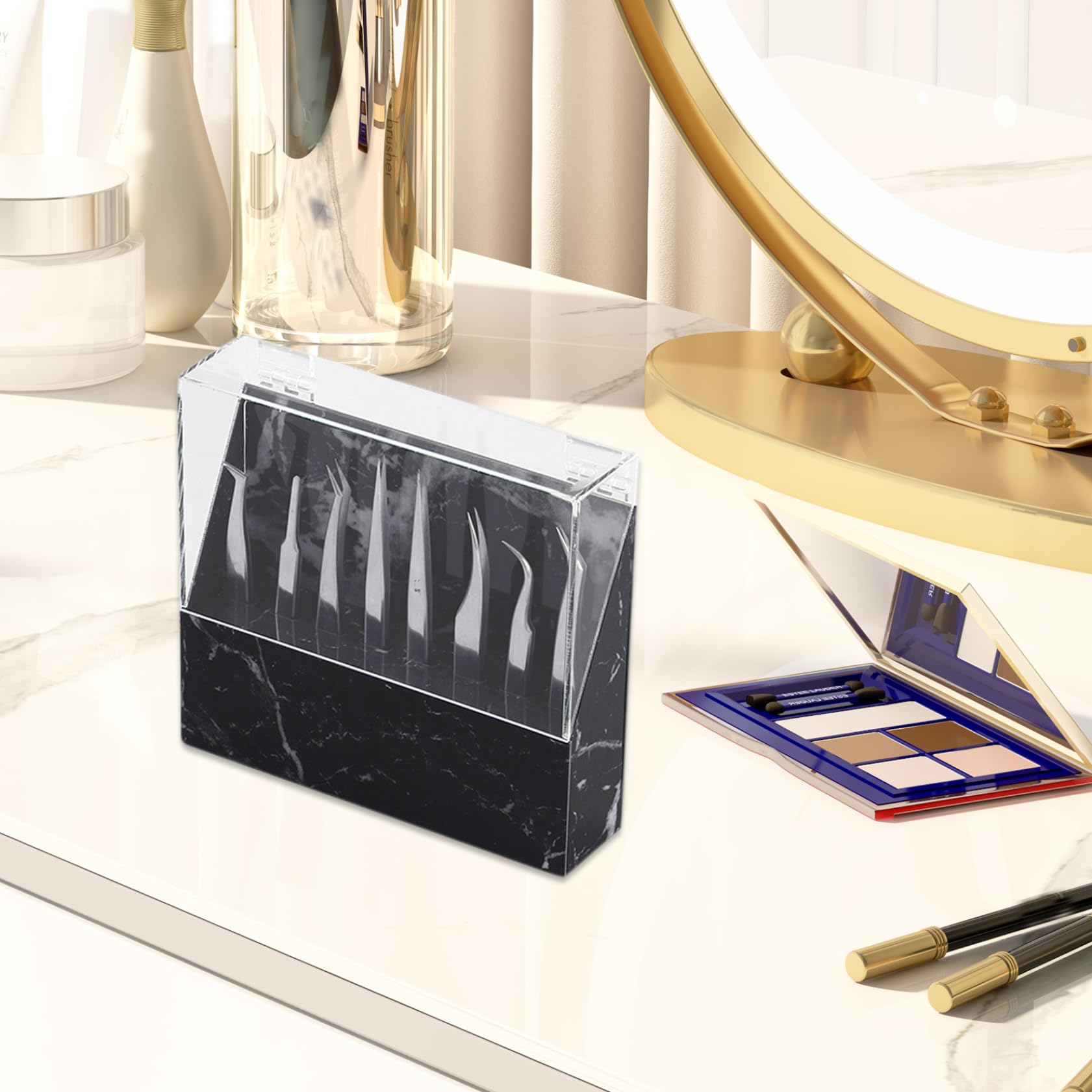 Acrylic Tweezer Holder with 8 Holes - Dust-Proof & Portable Eyelash Extension Stand for Lash Tweezers | Durable Display Organizer for Salon, Spa & Home Beauty Tools