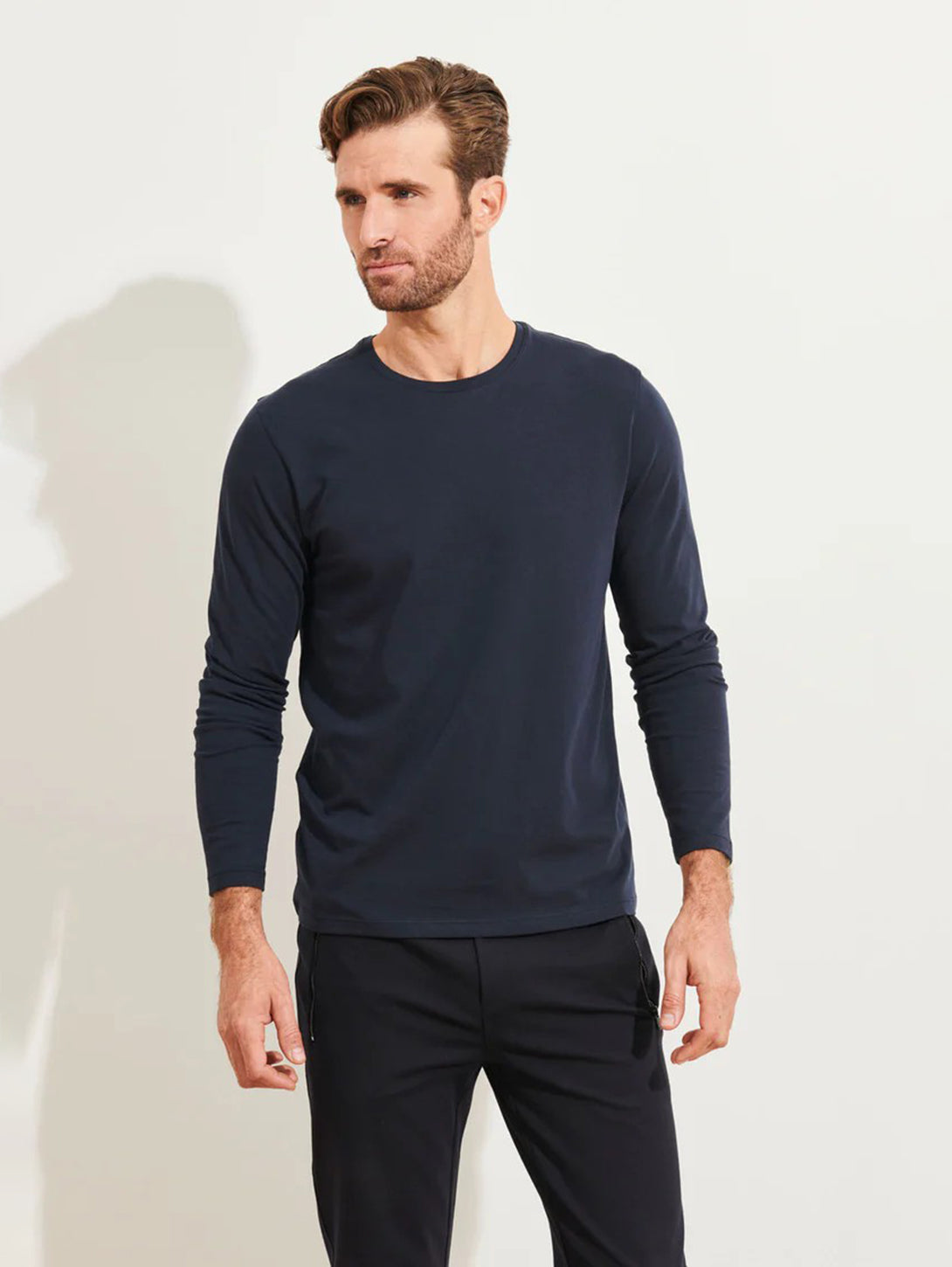 Premium Pima Cotton Long Sleeve Crew Neck T-Shirt for Men & Women | Soft Breathable Casual Shirt | Perfect for Everyday Wear, Layering & Office Outfits