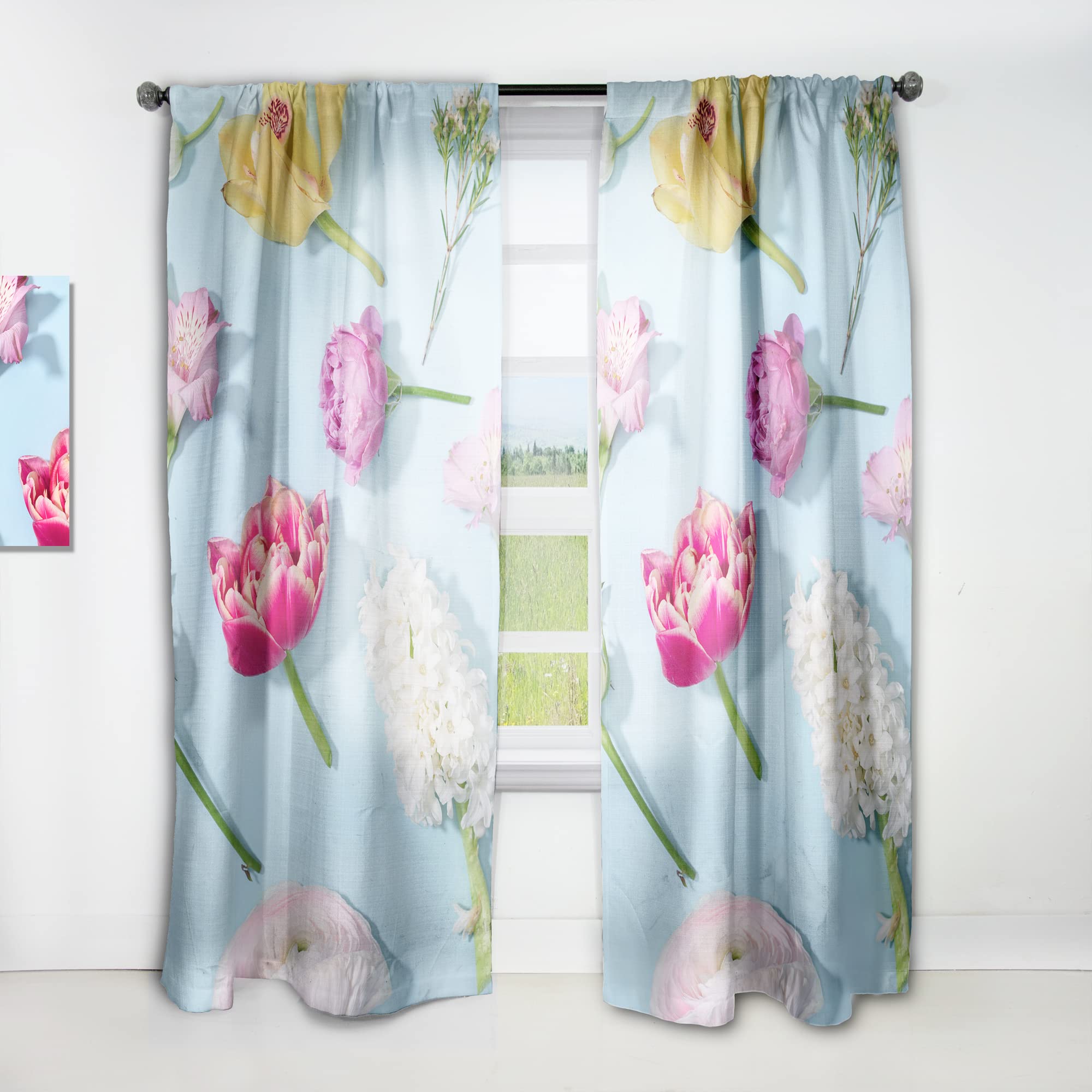 DesignQ Thermal Insulated Curtains - Fresh Beautiful Blooming Flowers Print - 52x120 Inch Single Panel for Bedroom & Living Room - Perfect for Home Decor, Light Blocking & Energy Saving