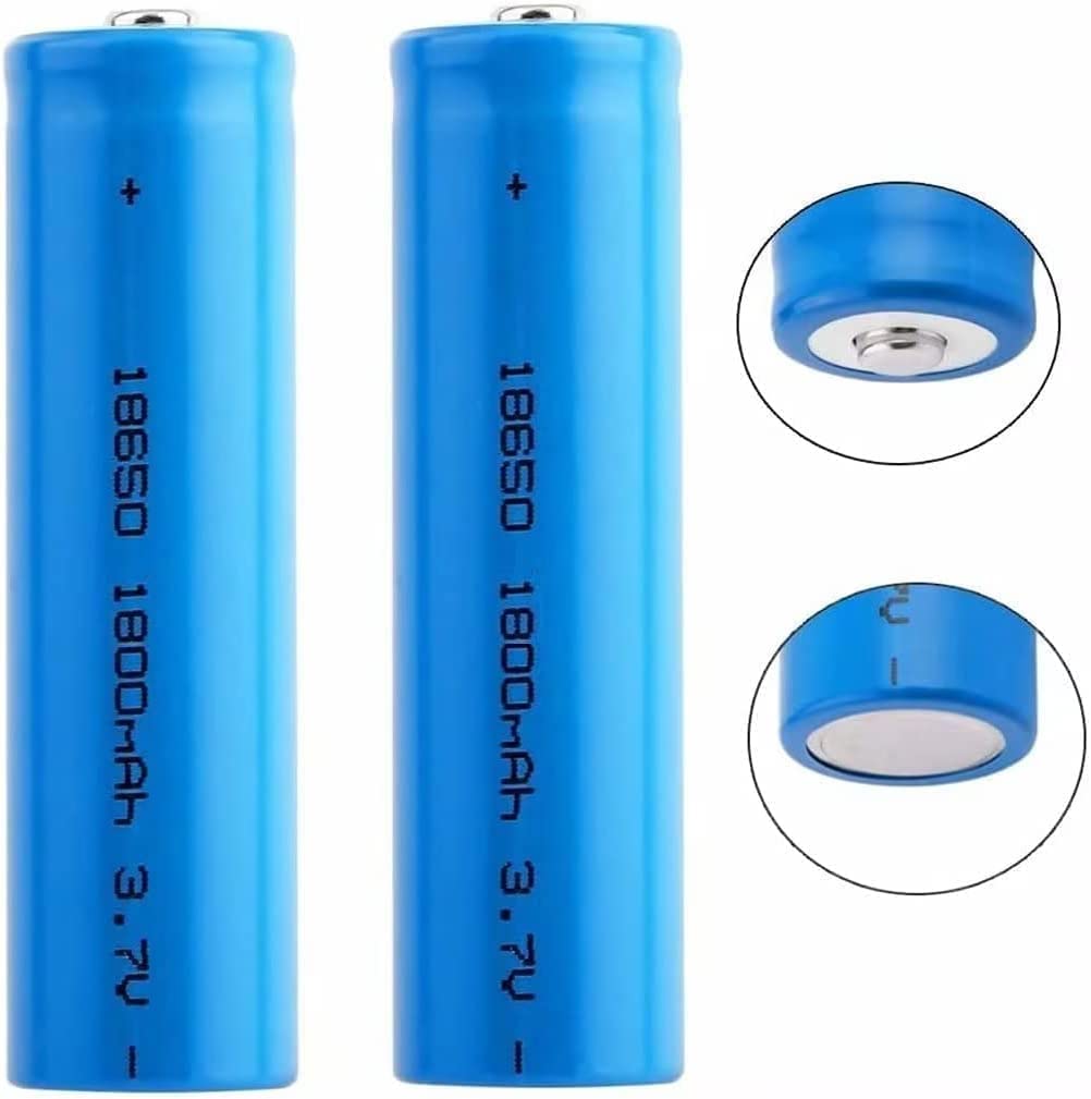 2-Pack 18650 Lithium-ion Rechargeable Batteries 3.7V 1800mAh - High Performance Button Top Battery for LED Flashlights, Headlamps, Doorbells, RC Cars, Solar Lights & Power Tools - Long Lasting & Reliable Power Source