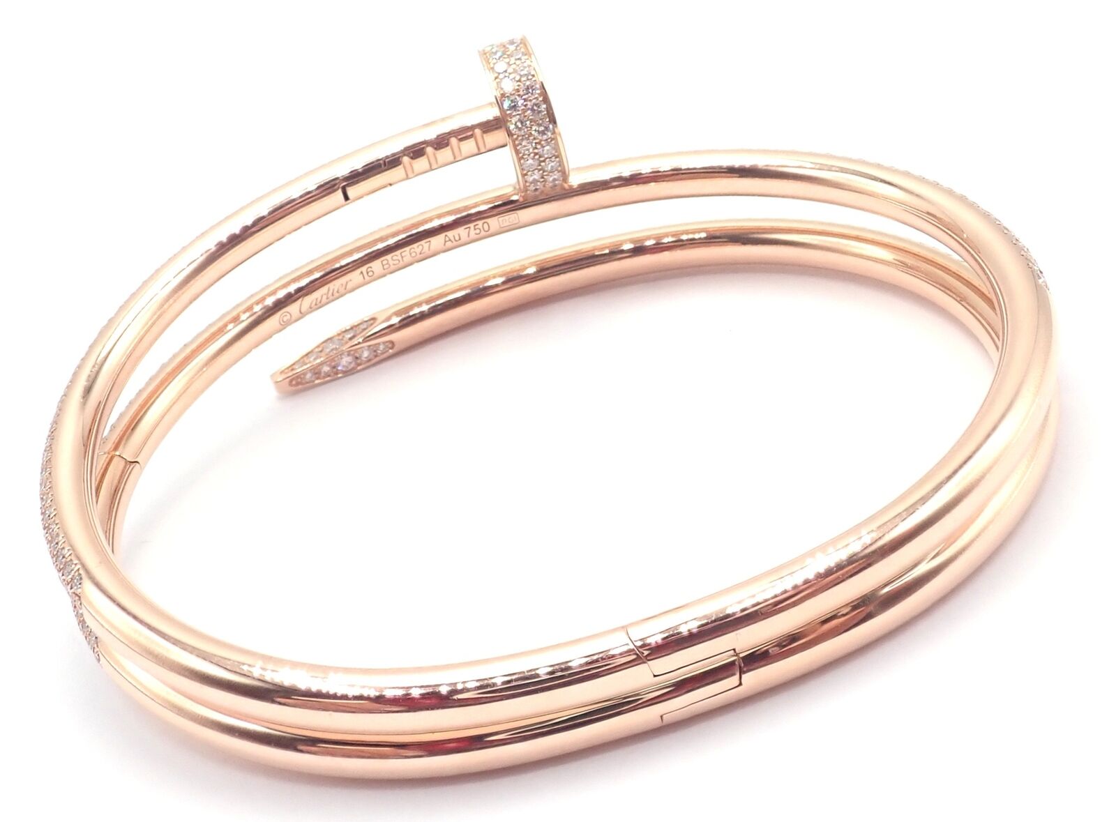 Cartier Juste un Clou 18K Rose Gold Diamond Bangle Bracelet - Size 16 - Luxury Nail Design Jewelry for Women - Perfect for Weddings, Anniversaries & Special Occasions