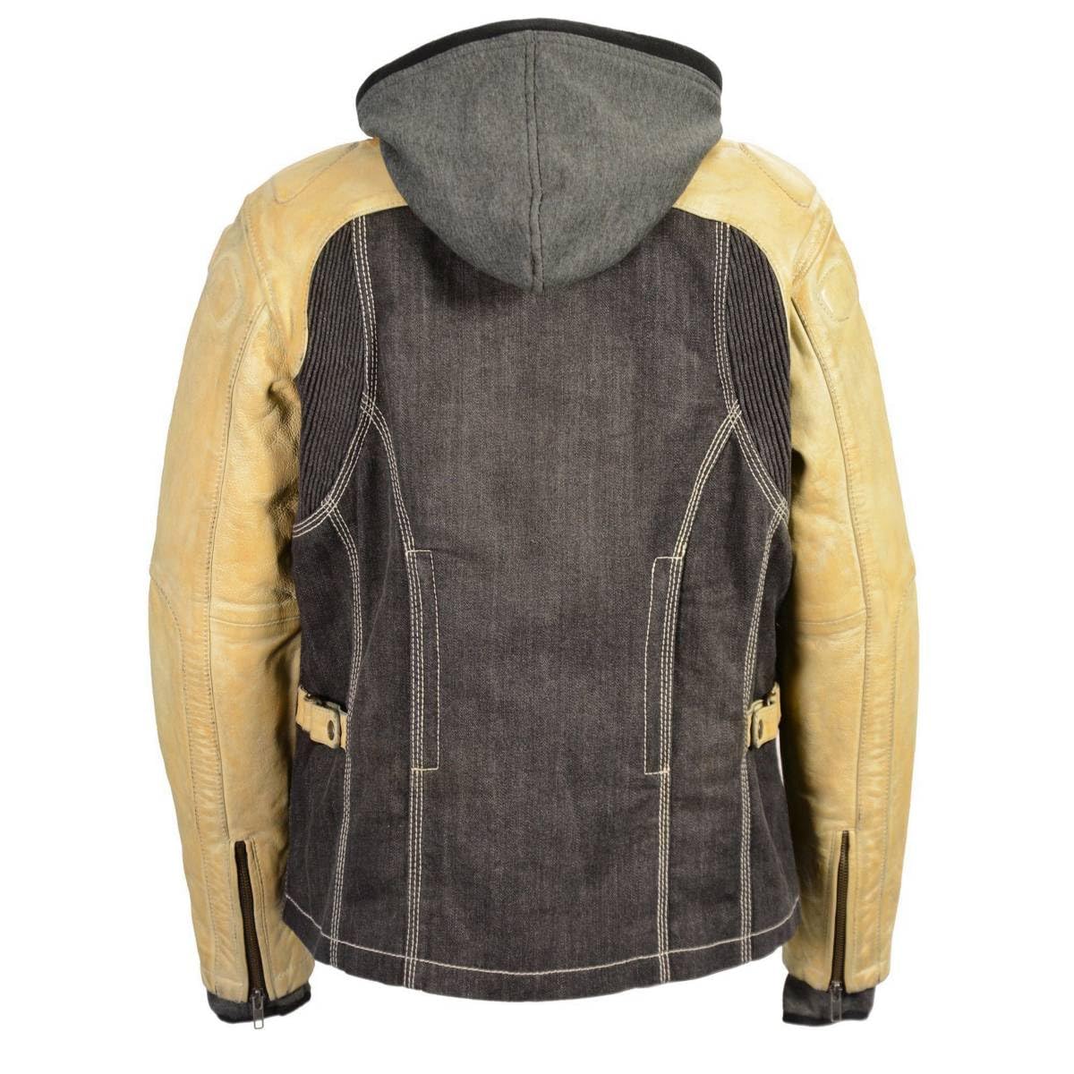 Milwaukee Leather MDL2005 Women's Hooded Two-Tone Black & Beige Denim Leather Scuba Jacket - Stylish Outerwear for Casual Wear & Motorcycle Riding