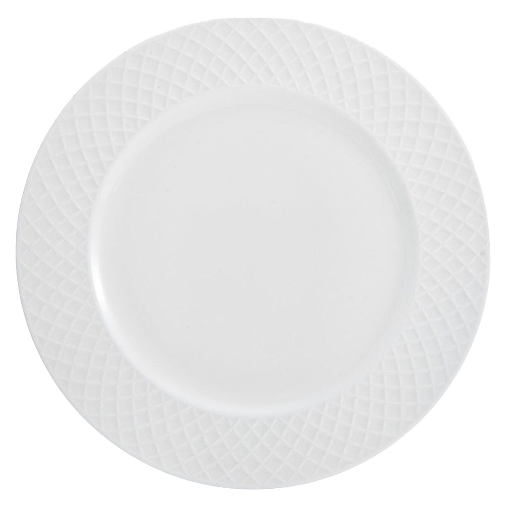Premium Trellis White Porcelain Dinner Plates - Set of 4 - Elegant Dinnerware for Formal Dining, Wedding Registry & Home Decor