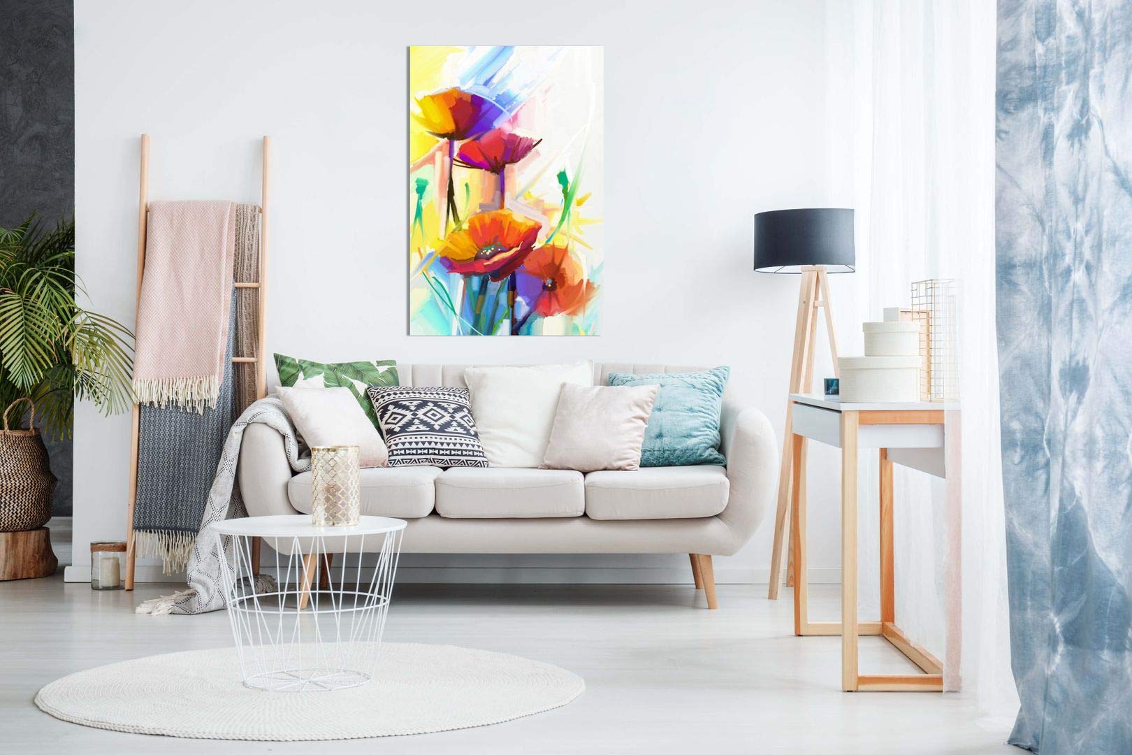 Abstract Spring Flower Oil Painting Canvas Wall Art Print - 24x16 Inch Modern Home Decor for Living Room, Bedroom & Office