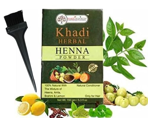 KHADI RISHIKESH 100% Natural Ayurvedic Henna Hair Powder with Amla, Shikakai & Herbs - Organic Hair Conditioner for Men & Women, Reduces Dandruff & Enhances Color (150g) | Perfect for Natural Hair Care, Coloring & Scalp Treatment at Home